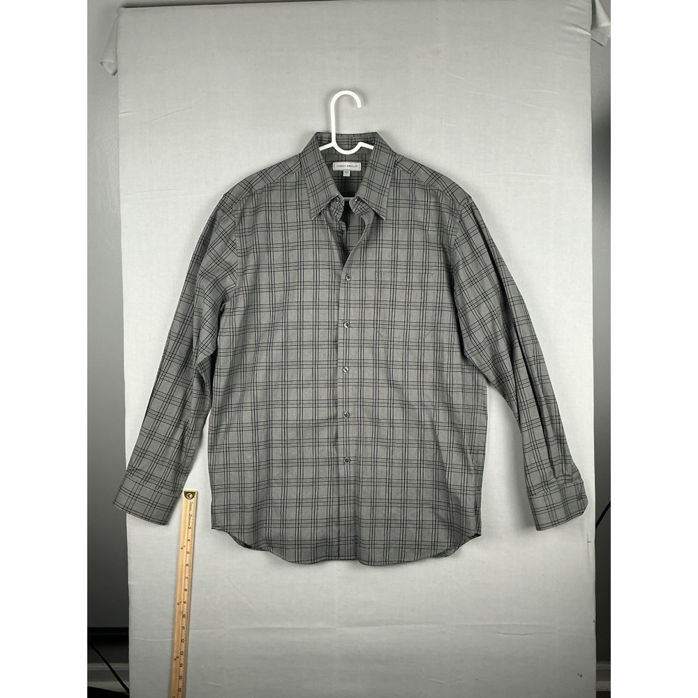Joseph Abboud Plaid Button Up Shirt Mens Large Gray Cottonā